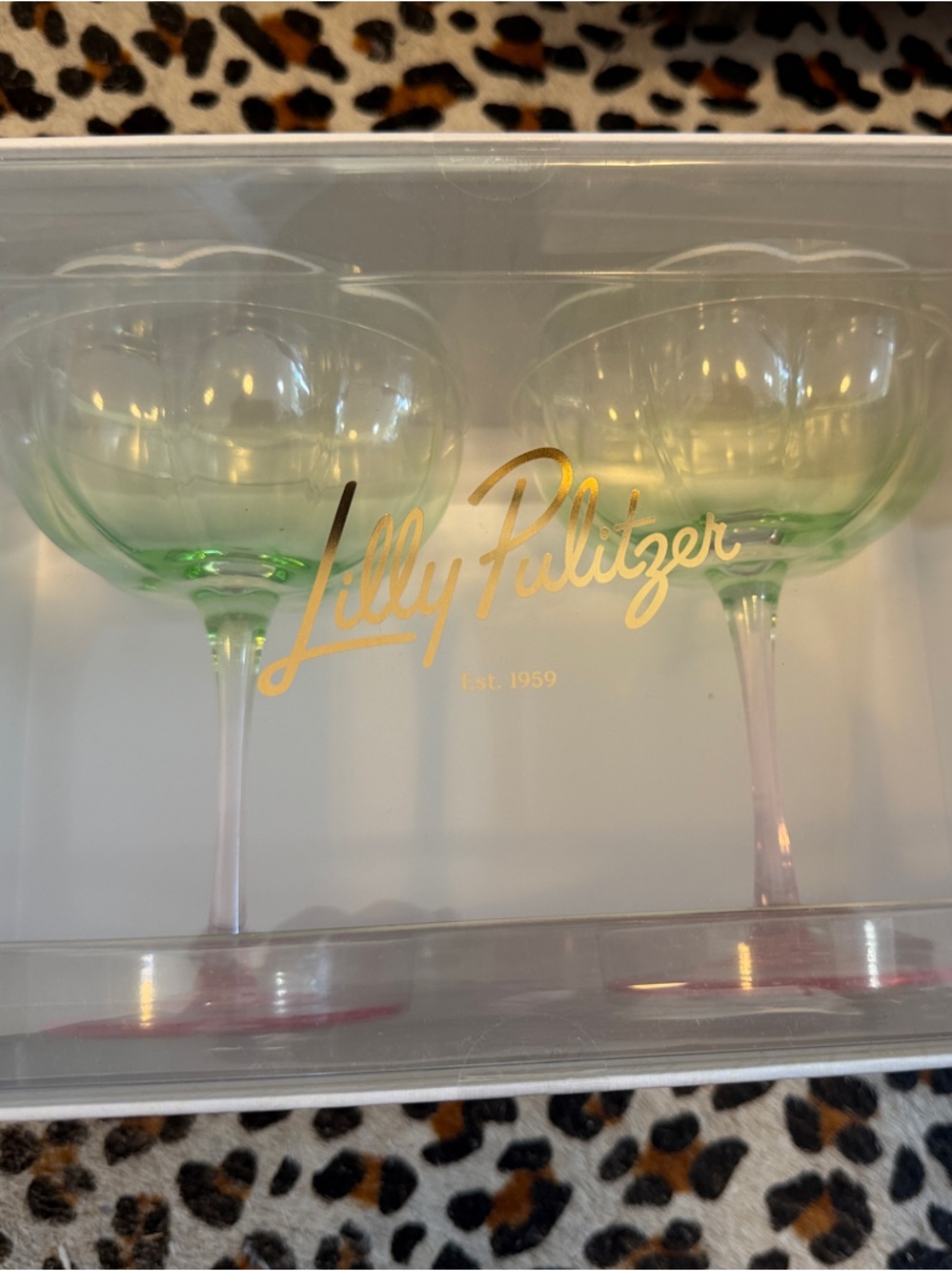 New Lilly Pulitzer Stemmed Coupe Party Glasses - Set of 2
